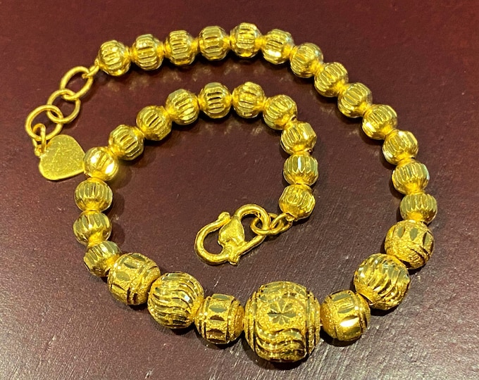 Vintage 24K 999 Pure Gold Balls Link Chain Bracelet 7'' Length