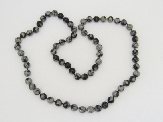 Vintage Jewelry Natural Snowflake Obsidian Bead N… - image 3