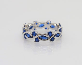 Sterling Silver Blue Sapphire Band Ring