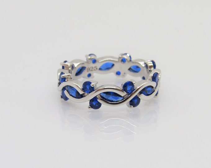 Sterling Silver Blue Sapphire Band Ring