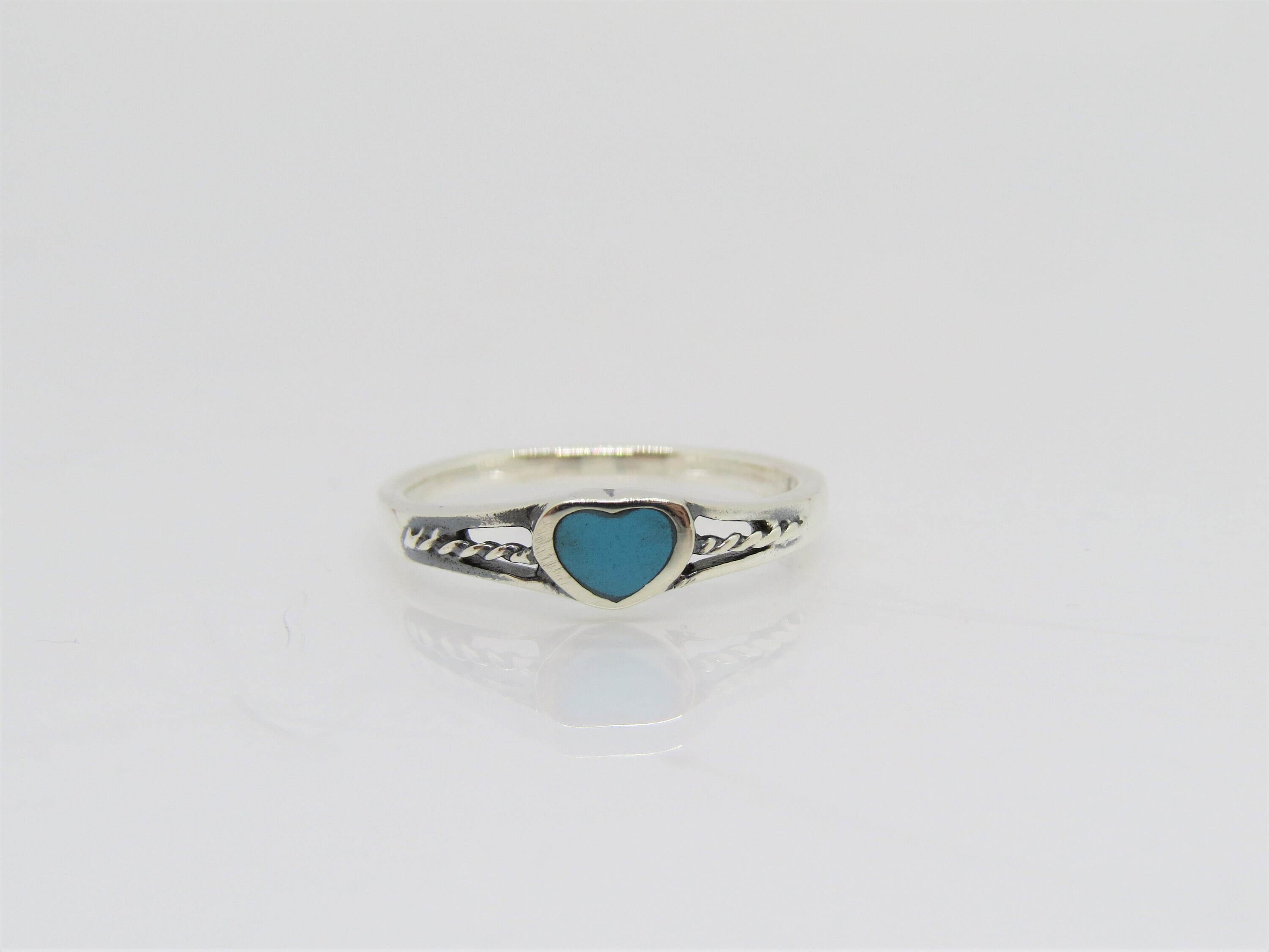 Turquoise + SS Heart Letter Ring