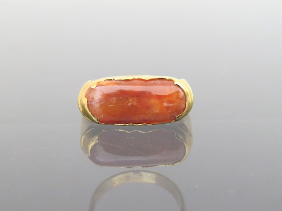 Vintage 18K Solid Gold Yellow, Red Jadeite Jade Sa