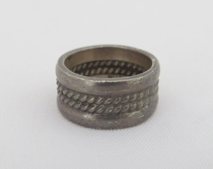 Sterling Silver Vintage Heavy Wide Band Ring Size 5.75