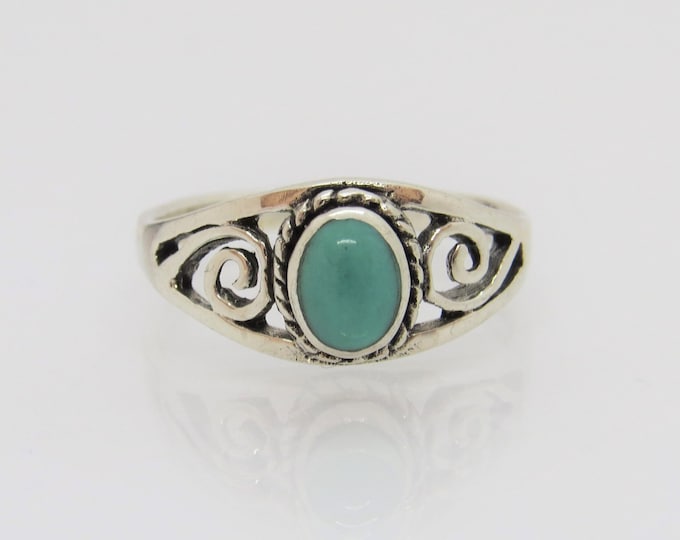 Vintage Sterling Silver Turquoise Twisted Ring Size 7
