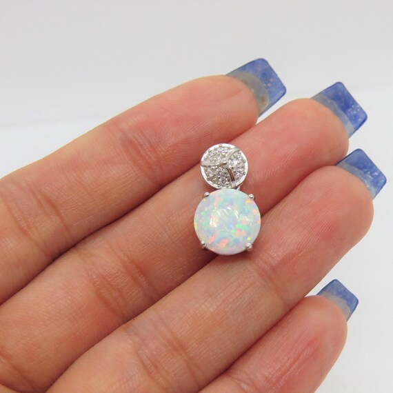 Vintage Sterling Silver Round White Opal & White … - image 6