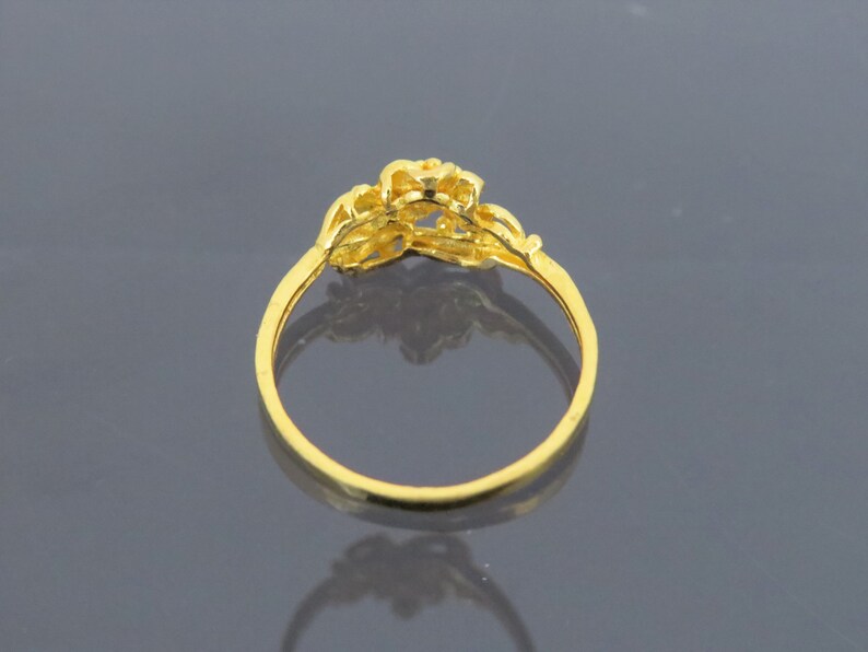 Vintage 24K Solid Gold Flower Leaf Ring Size 7 | Etsy
