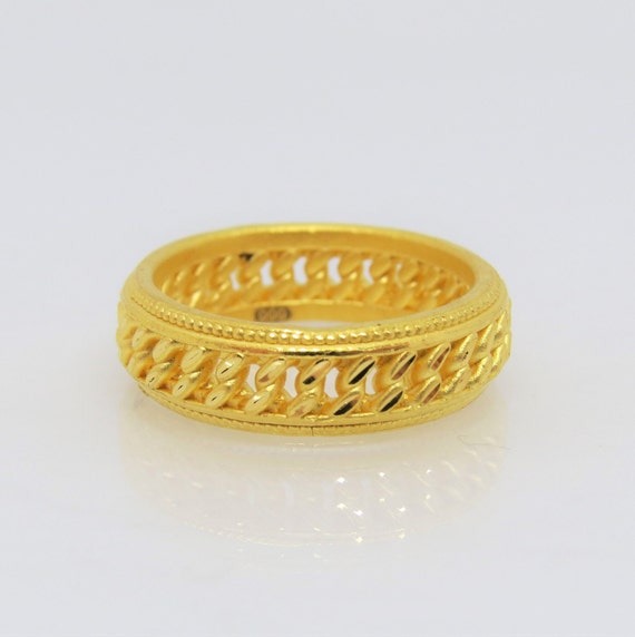 24K 999 Pure Gold Vintage Band Ring Size 7.5 - image 1