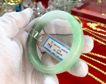 53.8mm Icy Blue Translucent Jadeite Jade Bangle Bracelet