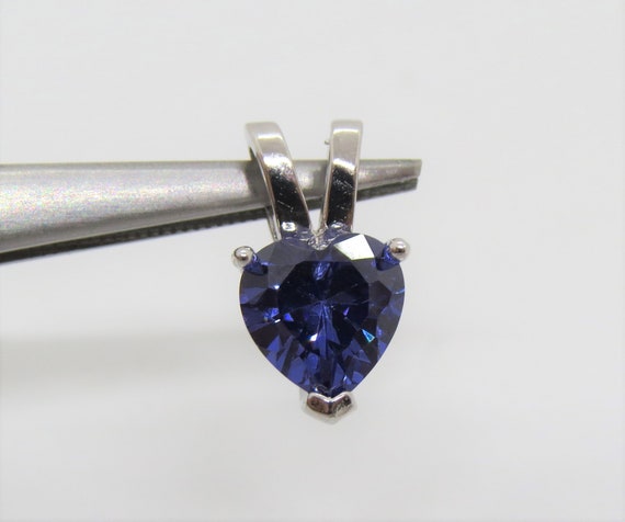 Vintage Sterling Silver Tanzanite Heart Pendant - image 1