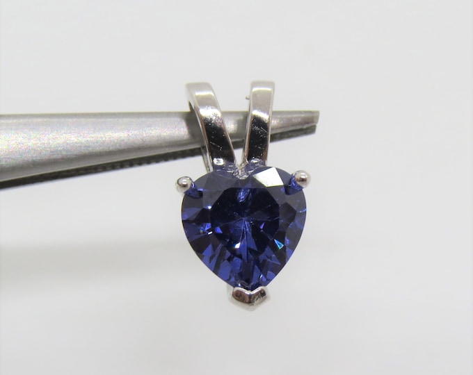 Vintage Sterling Silver Tanzanite Heart Pendant