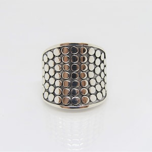 Vintage Sterling Silver Dots Wide Dome Ring Size 8.5