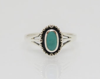 Vintage Southwestern Sterling Silver Turquoise Dome Ring Size 7