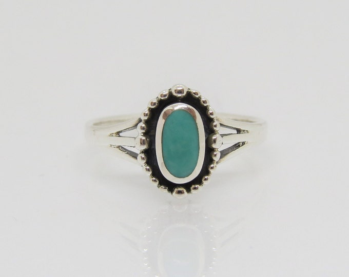 Vintage Southwestern Sterling Silver Turquoise Dome Ring Size 7