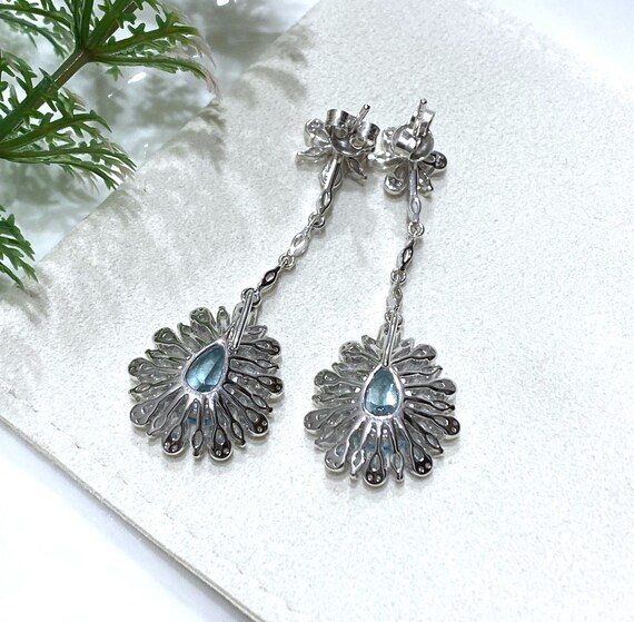 Vintage Sterling Silver Aquamarine & White Topaz … - image 7