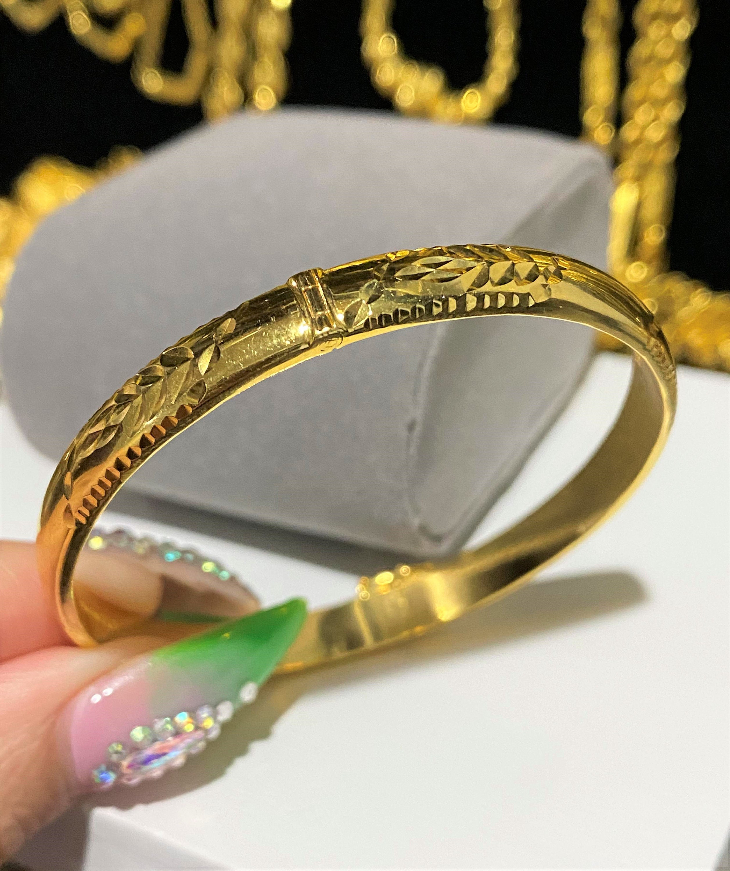 Gold bangle bracelet - Rocks and Clocks