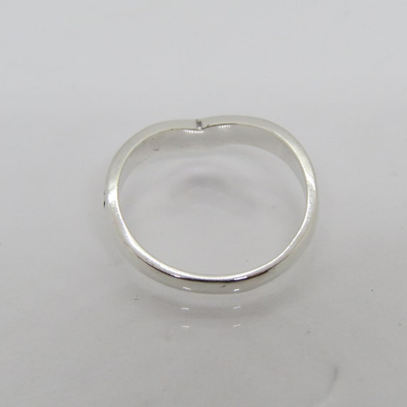 Anello Fascia Argento 925 Solido Fatto A Mano – Forma V, Vintage India - Foto 2