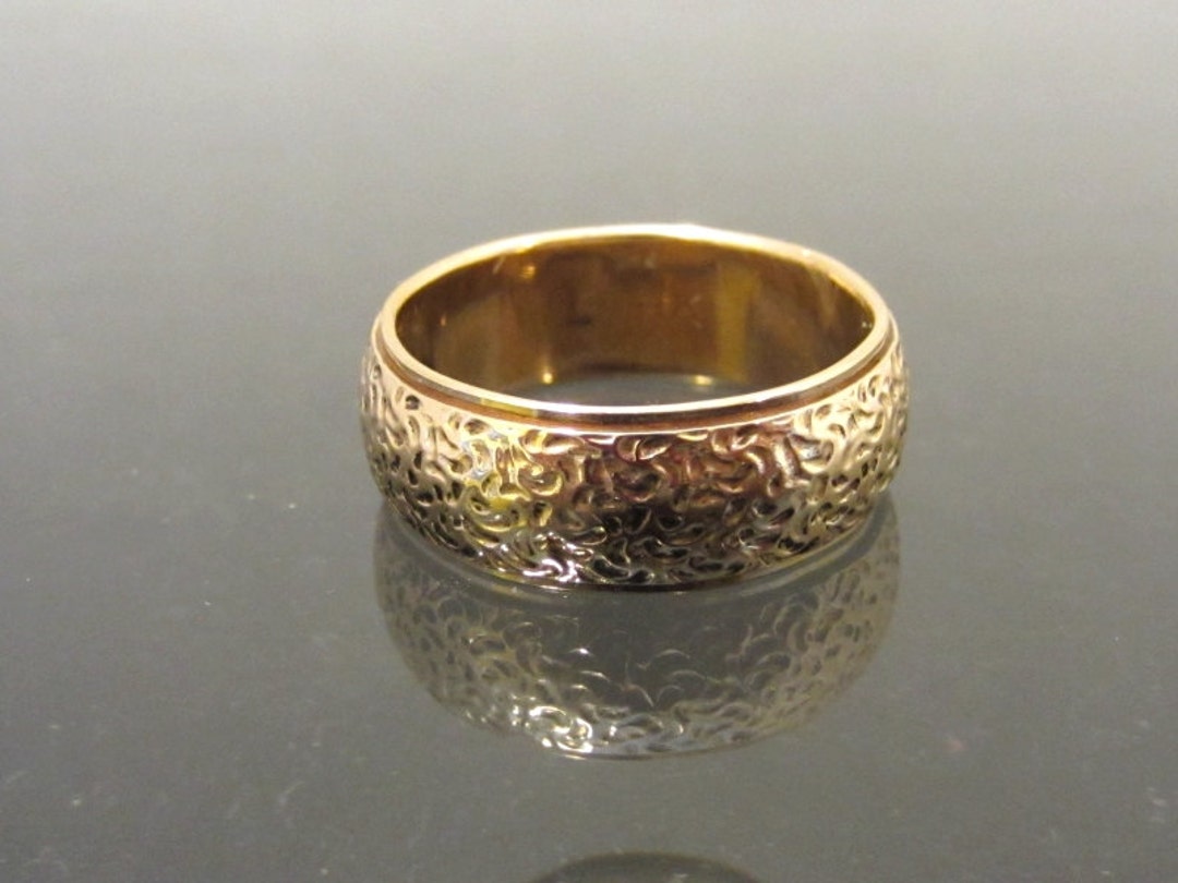 Antique 14K Solid Yellow Gold Engraved Wedding Band Ring Size 6 - Etsy