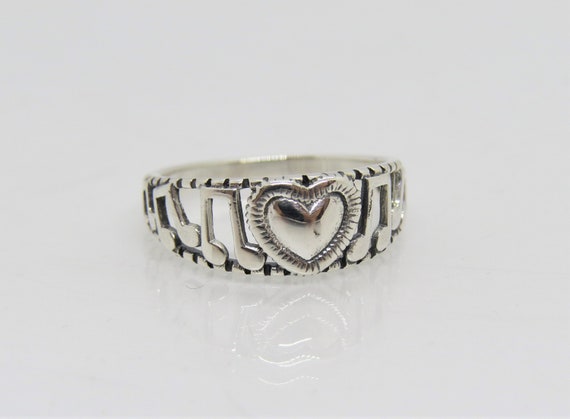 Vintage Sterling Silver Heart Ring Size 7 - image 5