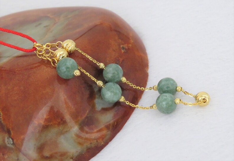 Vintage 18K Solid Yellow Gold Green Jadeite Jade Link Bracelet 7/'/'
