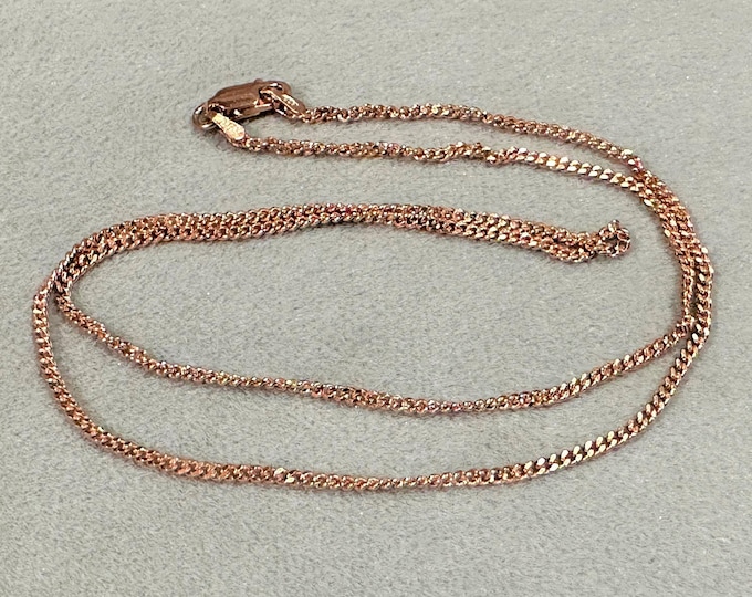 Vintage Sterling Silver 925 Rose Gold Plate Curb Link Chain 18''