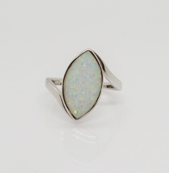 Vintage Sterling Silver White Opal Ring Size 5