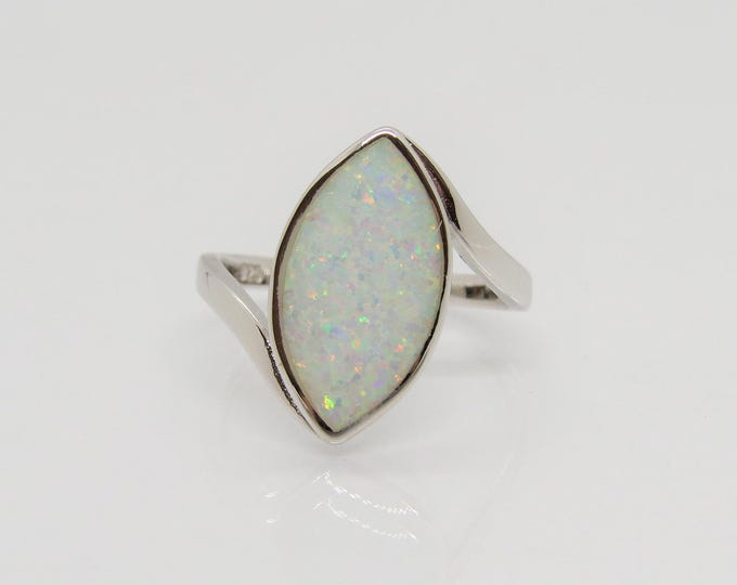Vintage Sterling Silver White Opal Ring Size 5