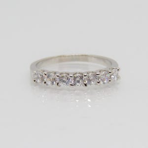 Vintage Sterling Silver White Topaz Wedding Band Ring Size 9