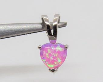 Vintage Sterling Silver Pink Opal Heart Pendant