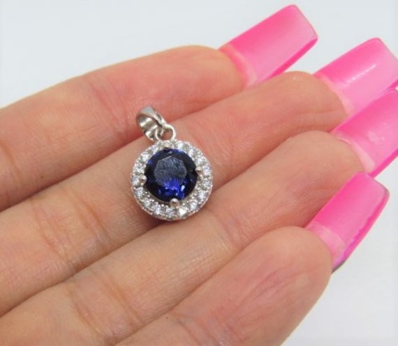 Vintage Sterling Silver Blue Sapphire & White Top… - image 5