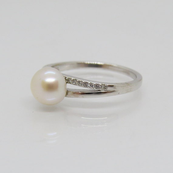 Vintage Sterling Silver White Pearl & White Topaz… - image 3