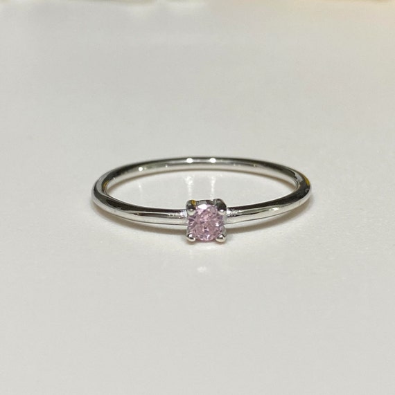 Vintage Sterling Silver Round cut Pink Sapphire T… - image 1