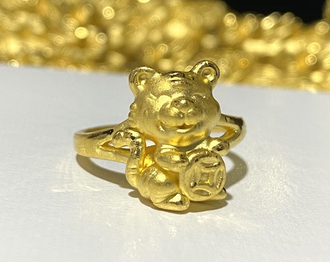 24k 999 Pure Gold Dragon Zodiac Year of the Dragon Ring Size 8