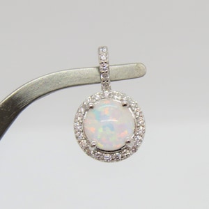 Vintage Sterling Silver White Opal & White Topaz Pendant