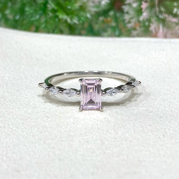 Vintage Sterling Silver Light Pink Sapphire & Whi… - image 1
