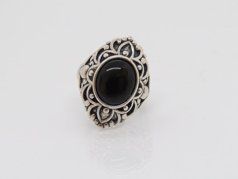 Vintage Sterling Silver Black Onyx Dome Ring Size 7 - Etsy