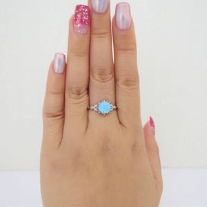 Vintage Sterling Silver Blue Opal & White Topaz Ring Size 7 - Etsy
