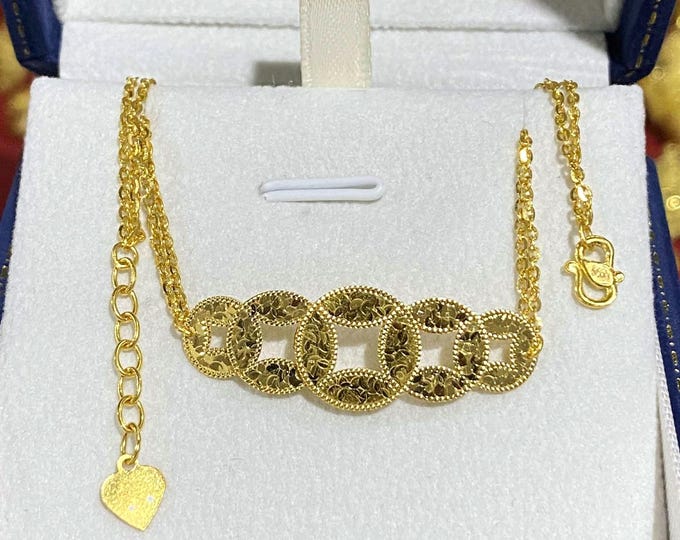 Vintage 24K 999 Gold Money Coins Link Bracelet 7''Length