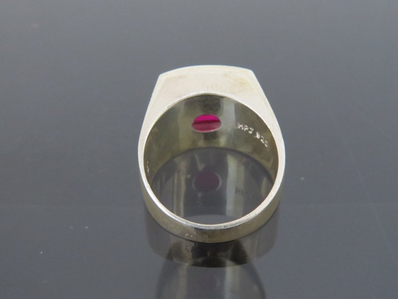 Vintage Sterling Silver Faceted Ruby & White Topaz Men's Ring Size 8.75 image 3
