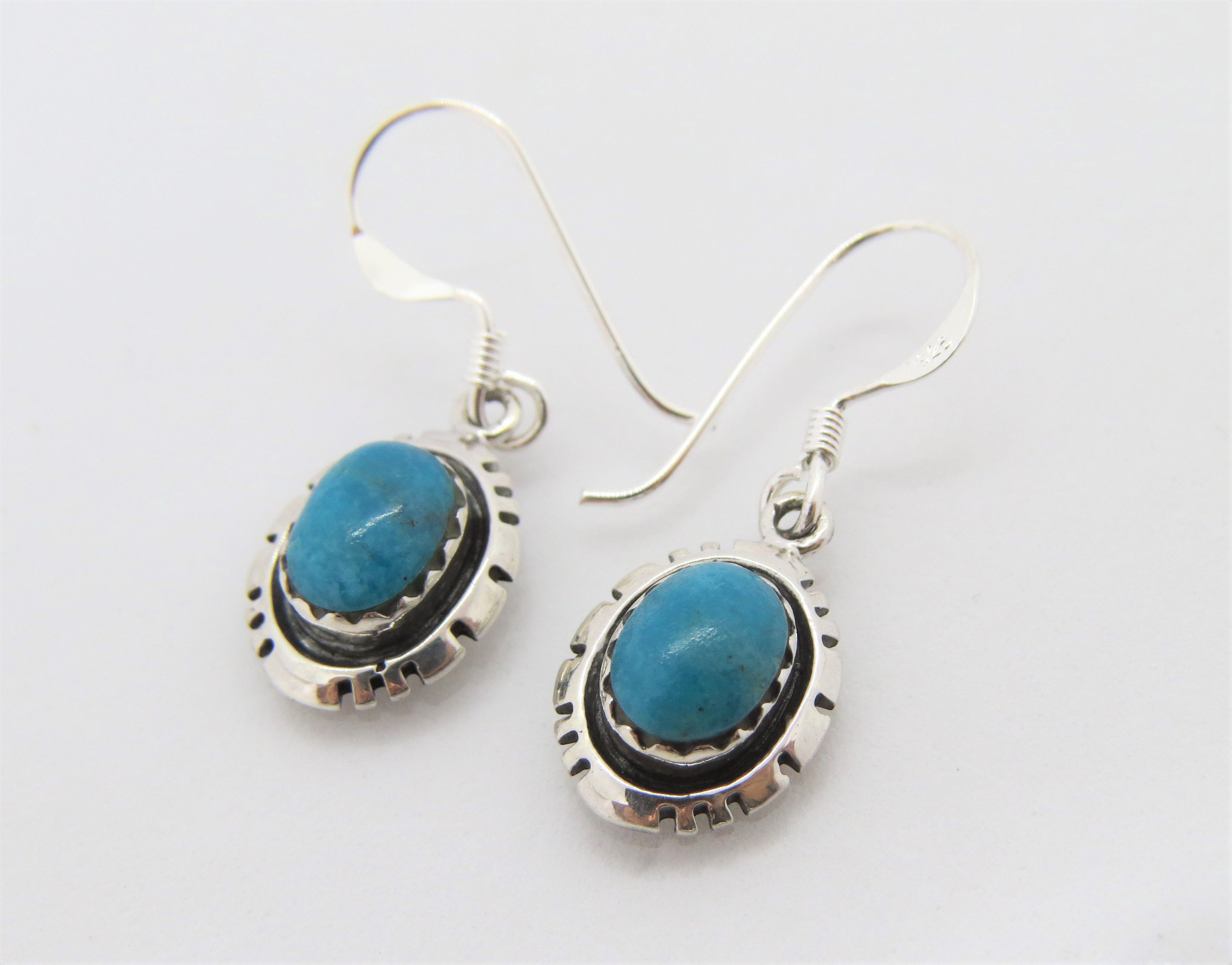 Vintage Sterling Silver Turquoise western Dangle Earrings | Etsy