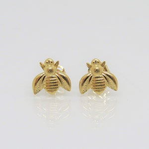 Vintage 14K Solid Yellow Gold Bee Stud Earrings