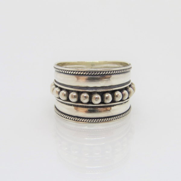 Vintage Bali Sterling Silver Dots Dome Ring Size 8