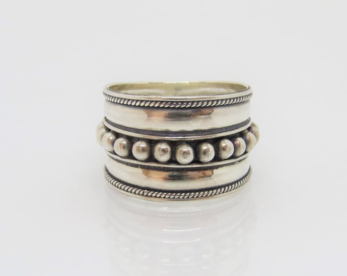 Vintage Bali Sterling Silver Dots Dome Ring Size 8