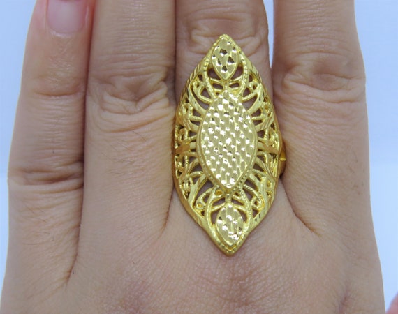 Buy 24K 999 Pure Gold Filigree Vintage Long Ring Size 7.5 Online in India -  Etsy