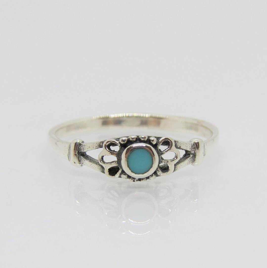 Vintage Sterling Silver Turquoise Filigree Ring Size 8 - Etsy