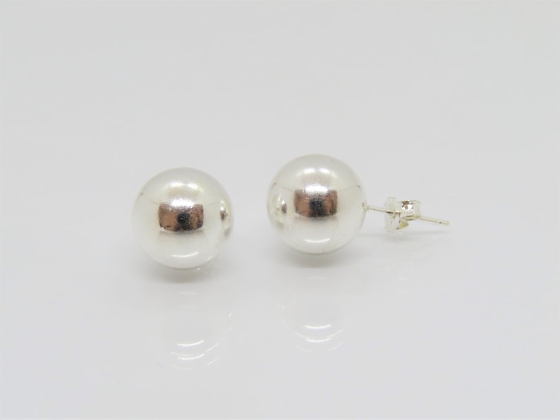 Vintage Sterling Silver Ball Stud Earrings 12MM Etsy