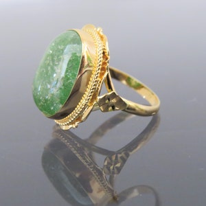 Vintage 18K Solid Yellow Gold Cabochon Green Quartz Ring Size - Etsy