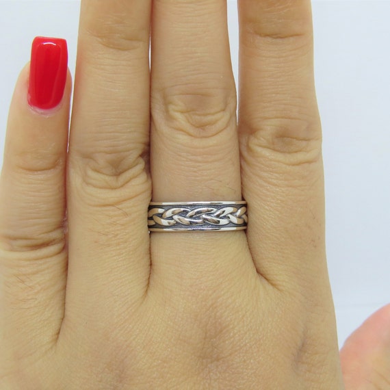 Vintage Sterling Silver Braided Band Ring Size 8 - image 5