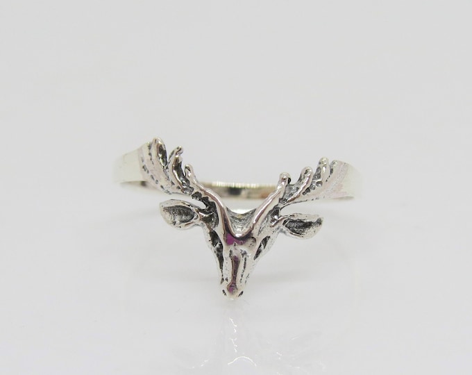 Vintage Sterling Silver Deer Ring Size 7