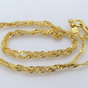 Vintage 18K Solid Yellow Gold Twisted Rope Link Chain Necklace 18&#39;&#39;