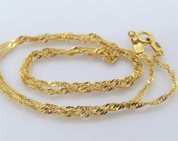 Vintage 18K Solid Yellow Gold Twisted Rope Link Chain Necklace 18''